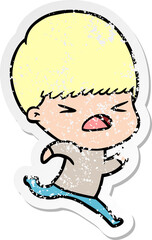 distressed sticker of a cartoon stressed man