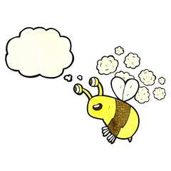 cartoon happy bee with thought bubble