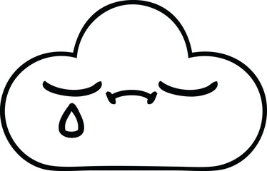 line drawing cartoon sad cloud