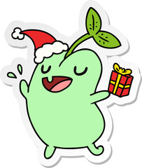 christmas sticker cartoon of kawaii seed