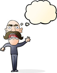 cartoon angry old man with thought bubble