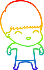 rainbow gradient line drawing happy cartoon boy