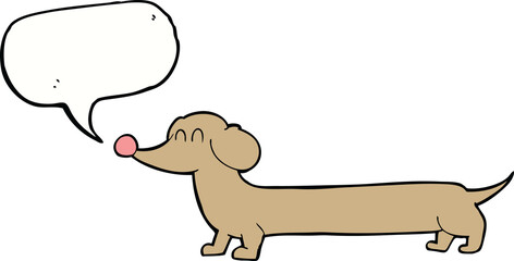 cartoon dachshund with speech bubble