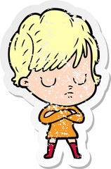 distressed sticker of a cartoon woman