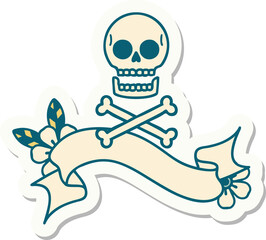 tattoo sticker with banner of cross bones