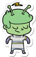 sticker of a friendly cartoon spaceman