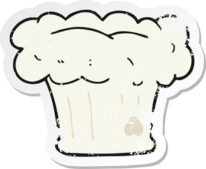 retro distressed sticker of a cartoon bakers hat