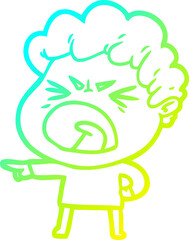 cold gradient line drawing cartoon furious man