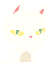 flat color style cartoon cat staring