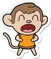 sticker of a shouting cartoon monkey