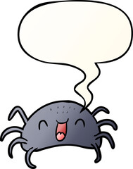 cartoon halloween spider and speech bubble in smooth gradient style