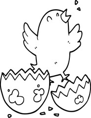 cartoon bird hatching from egg