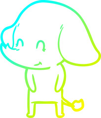 cold gradient line drawing cute cartoon elephant