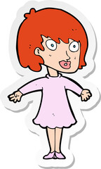 sticker of a cartoon woman wearing dress