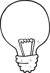 black and white cartoon light bulb