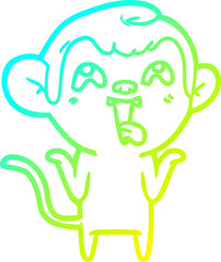 cold gradient line drawing crazy cartoon monkey