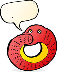 cartoon snake eating own tail with speech bubble