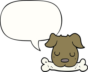 cartoon dog and bone and speech bubble