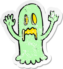 Obraz premium retro distressed sticker of a cartoon spooky ghost