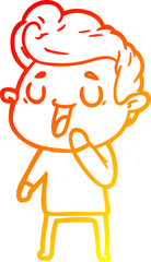 warm gradient line drawing happy cartoon man