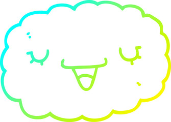 cold gradient line drawing cartoon cloud