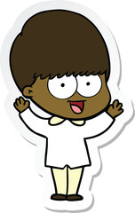 sticker of a happy cartoon boy