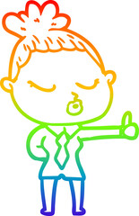 rainbow gradient line drawing cartoon calm woman