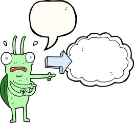 speech bubble cartoon bug pointing