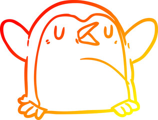 warm gradient line drawing Cartoon penguin