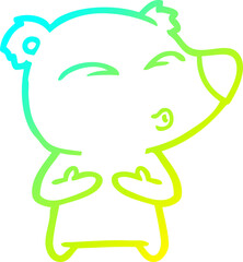 cold gradient line drawing cartoon whistling bear