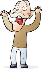 cartoon old man getting a fright