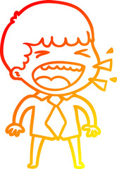 warm gradient line drawing cartoon laughing man