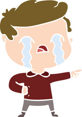 flat color style cartoon man crying