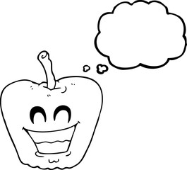 thought bubble cartoon grinning apple