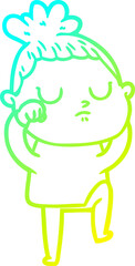 cold gradient line drawing cartoon calm woman