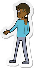 sticker of a cartoon man asking question