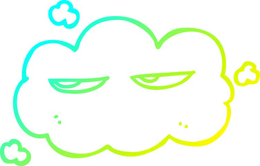 cold gradient line drawing cute cartoon cloud