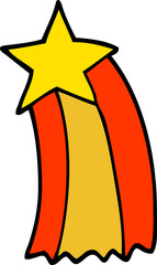 hand drawn doodle style cartoon shooting star
