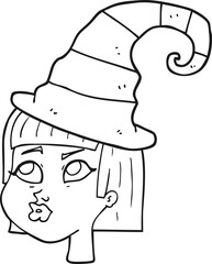 black and white cartoon witch