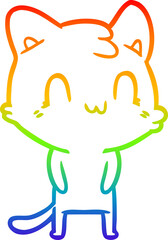 rainbow gradient line drawing cartoon happy cat