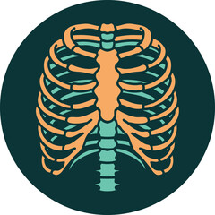 tattoo style icon of a rib cage