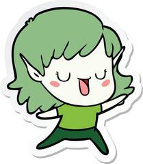 sticker of a cartoon elf girl