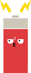 flat color retro cartoon battery