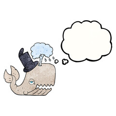 thought bubble textured cartoon whale spouting water