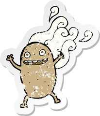 retro distressed sticker of a cartoon happy potato