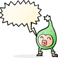 cartoon funny christmas creature with speech bubble