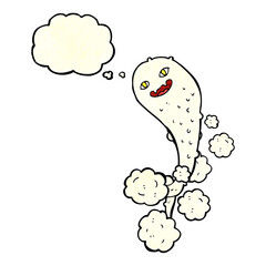 cartoon spooky ghost with thought bubble