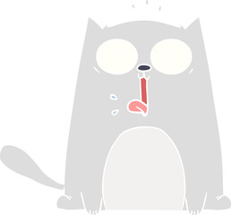 funny flat color style cartoon cat