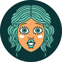 tattoo style icon of female face