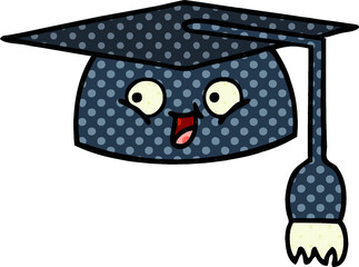 comic book style cartoon graduation hat